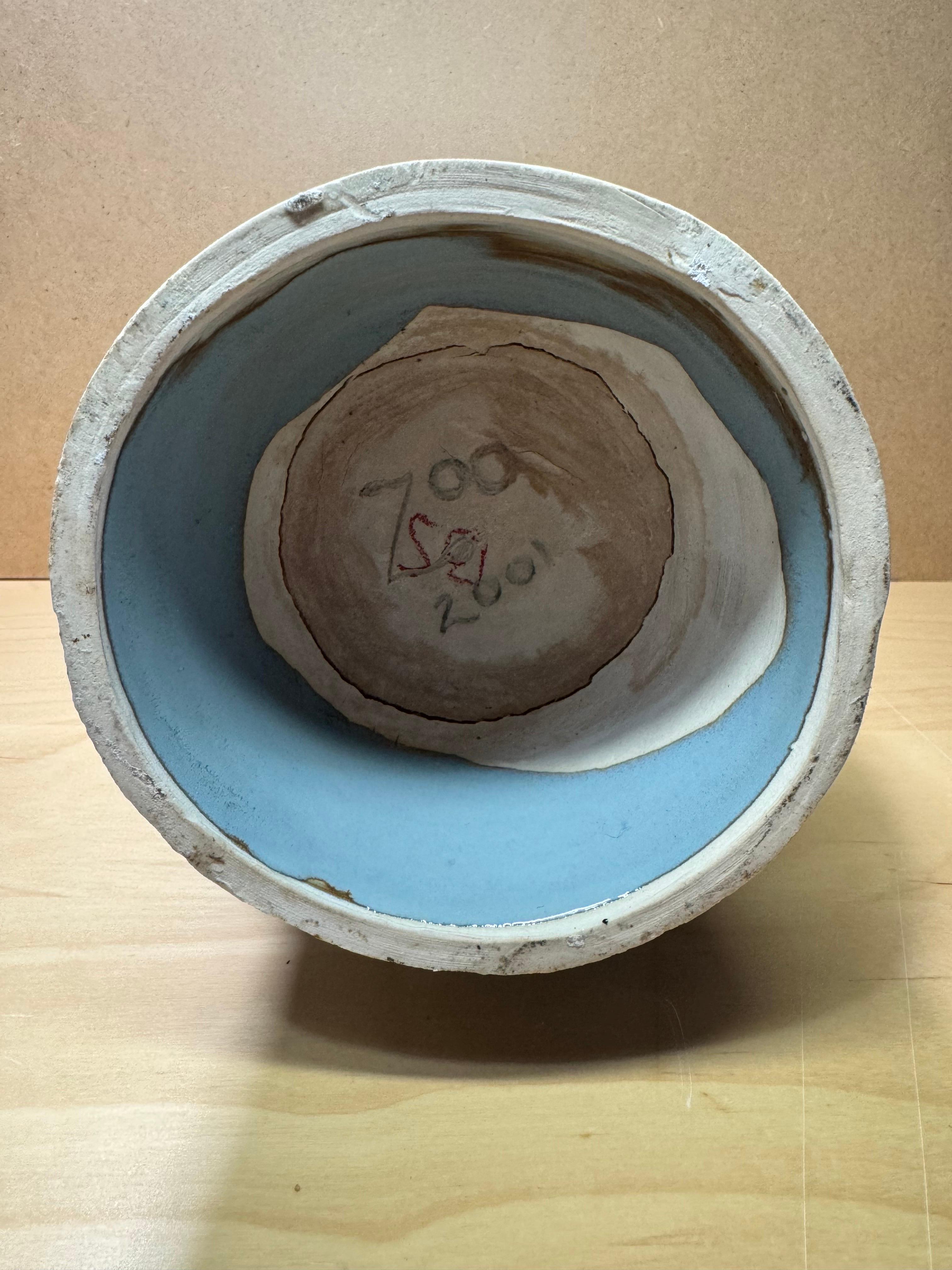 Contemporary Vintage Studio Pottery Blue Vase For Sale