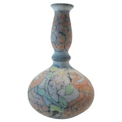 Vintage Studio Pottery Bottle Neck Vase - Hand Painted - Signed - 20th Century