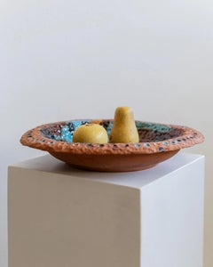 Vintage Studio Pottery Bowl, Handcrafted Naive Form with Colorful Glaze, 1970s