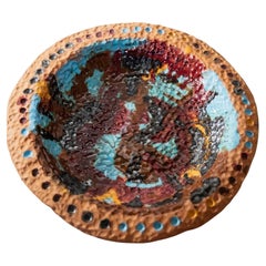 Vintage Studio Pottery Bowl, Handcrafted Naive Form with Colorful Glaze, 1970s