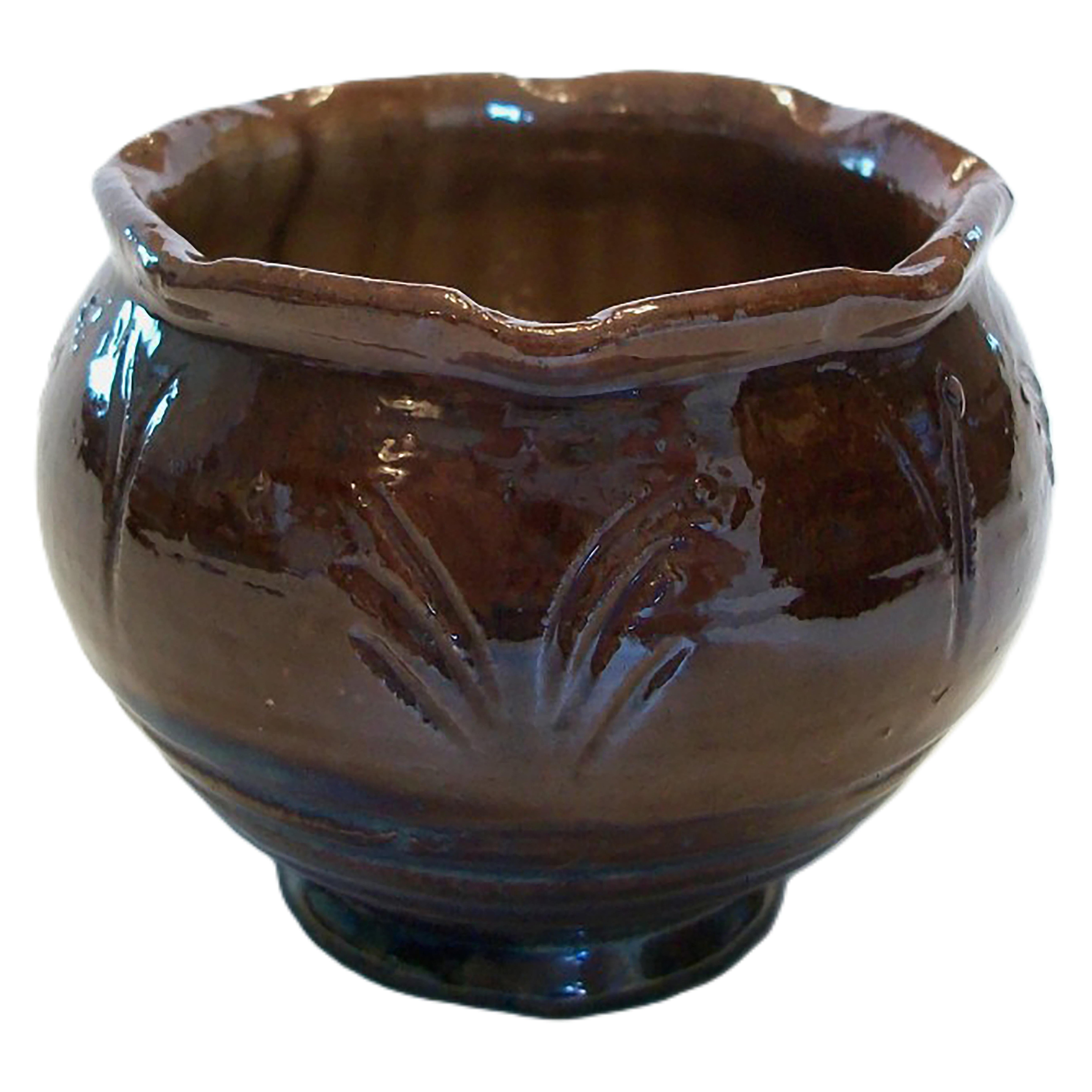 Bol Vintage en Studio Pottery - Décoration incisée - Non signé - Milieu du 20ème siècle