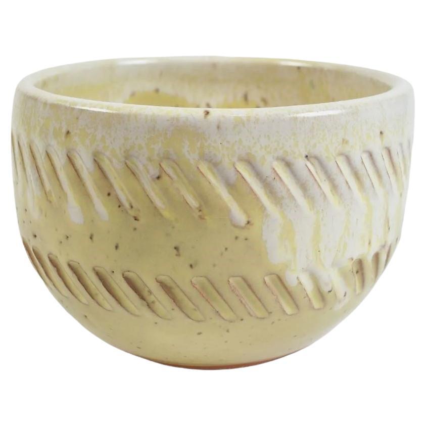 Bol Vintage en Studio Pottery - Décoration incisée - Non signé - Milieu du 20ème siècle