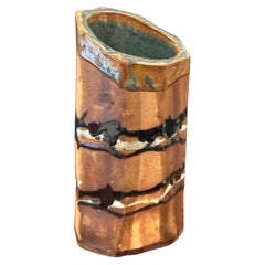 Vintage Studio Pottery Brutalist Drip Glaze Vase, Signed, circa 1970s