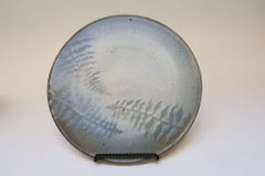 Vintage Studio Pottery Charger with Foliage Decoration by Deanna Nichols