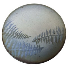 Vintage Studio Pottery Charger with Foliage Decoration by Deanna Nichols