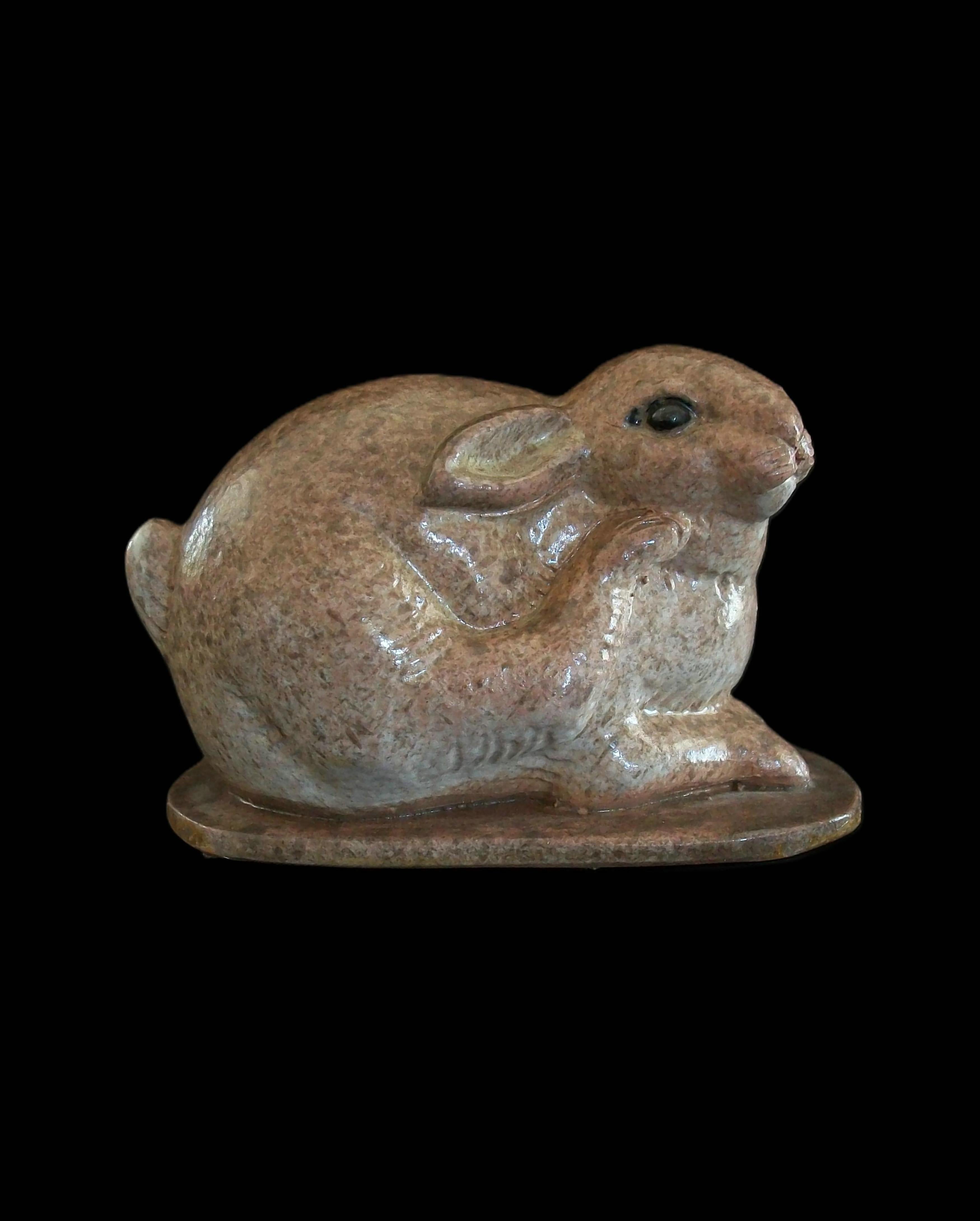 Folk Art JARKO ZAVI - Studio Pottery Cottontail Rabbit Figure - Canada - Circa 1976 For Sale