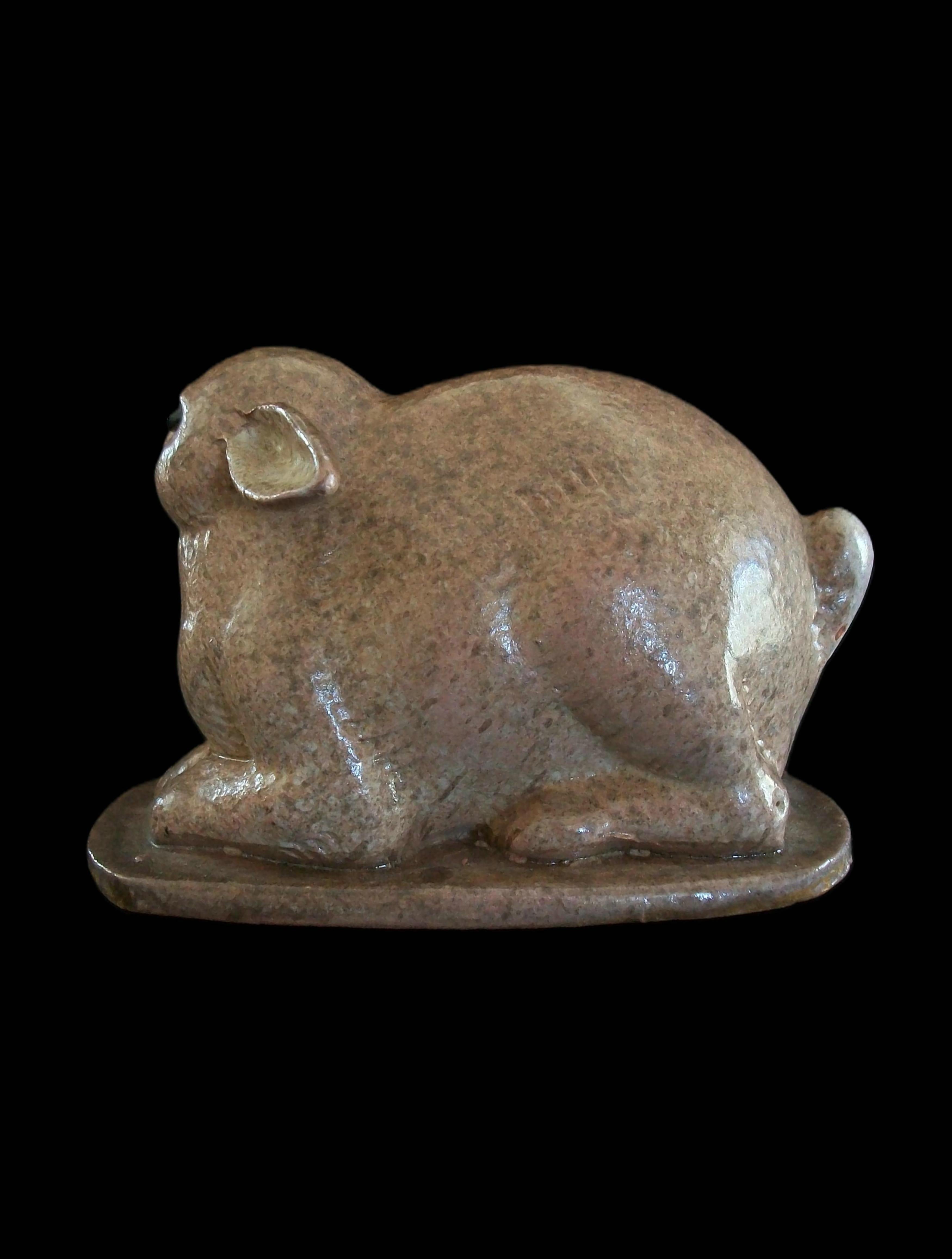 Glazed JARKO ZAVI - Studio Pottery Cottontail Rabbit Figure - Canada - Circa 1976 For Sale