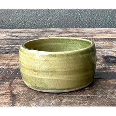 Vintage Studio Pottery Green Bowl