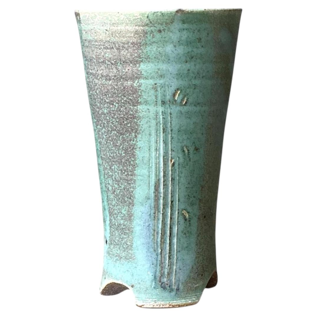 Vintage Studio Pottery Green Vase