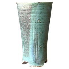 Vintage Studio Pottery Green Vase