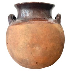Vintage Studio Pottery Half Glazed Vase With Handles