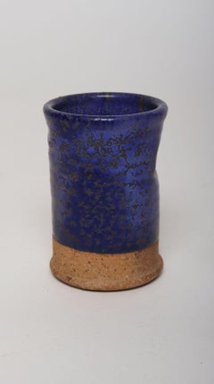 Vintage Studio Pottery Indigo "Thyme" Herb Cylindrical Vessel by Deanna Nichols
