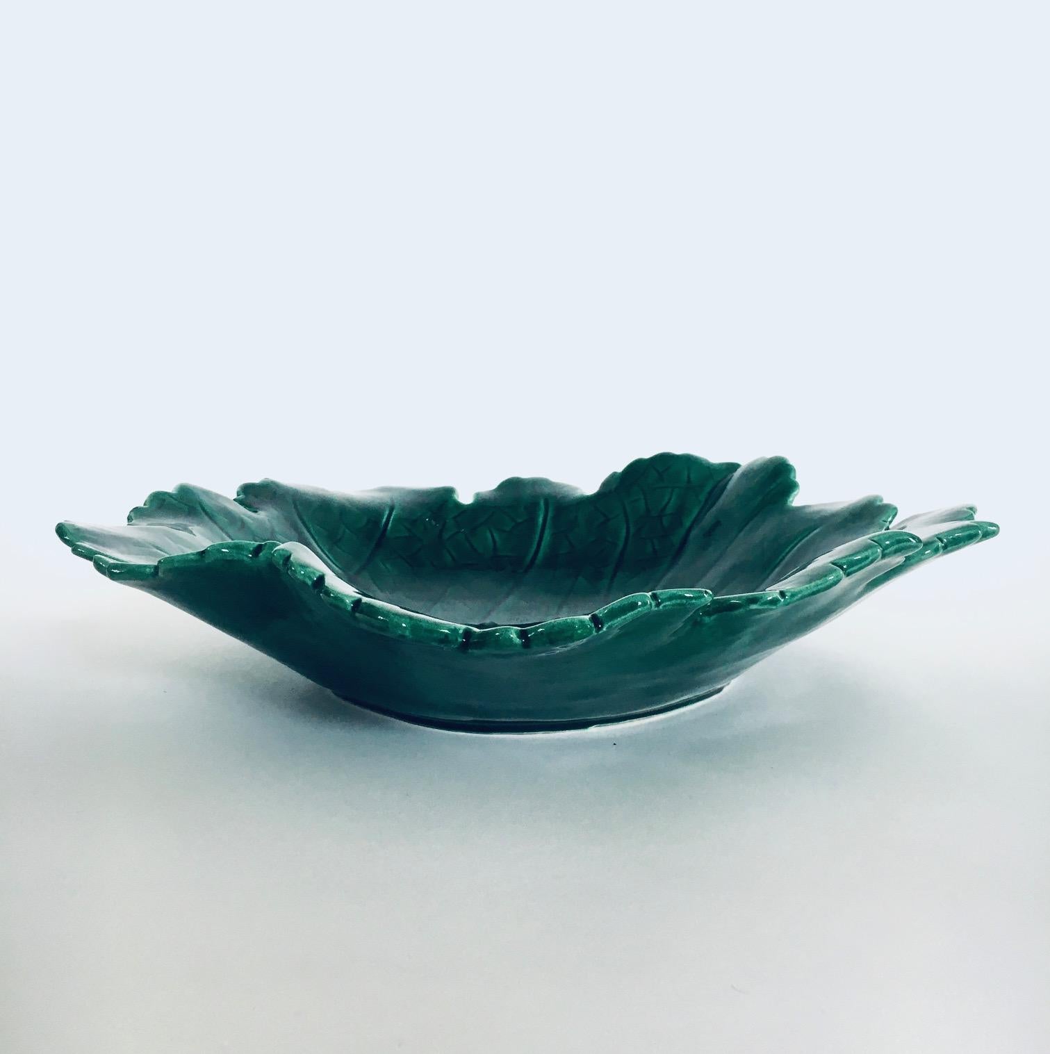 Ceramic Vintage Studio Pottery Leaf Bowl by Albert Ferlay, Vallauris France 1960's For Sale
