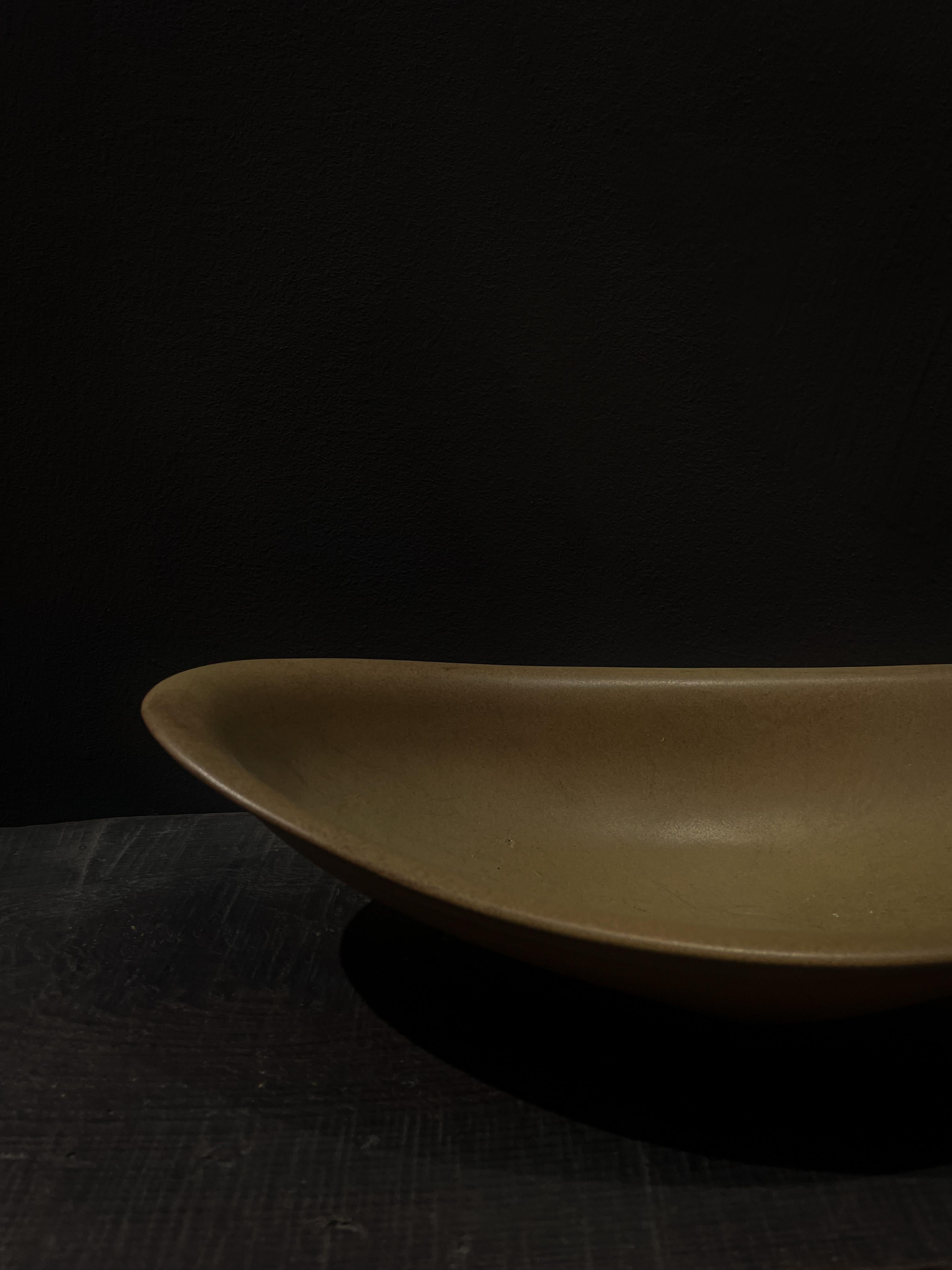 20th Century Vintage Studio Pottery Oblong Bowl - Yellow For Sale