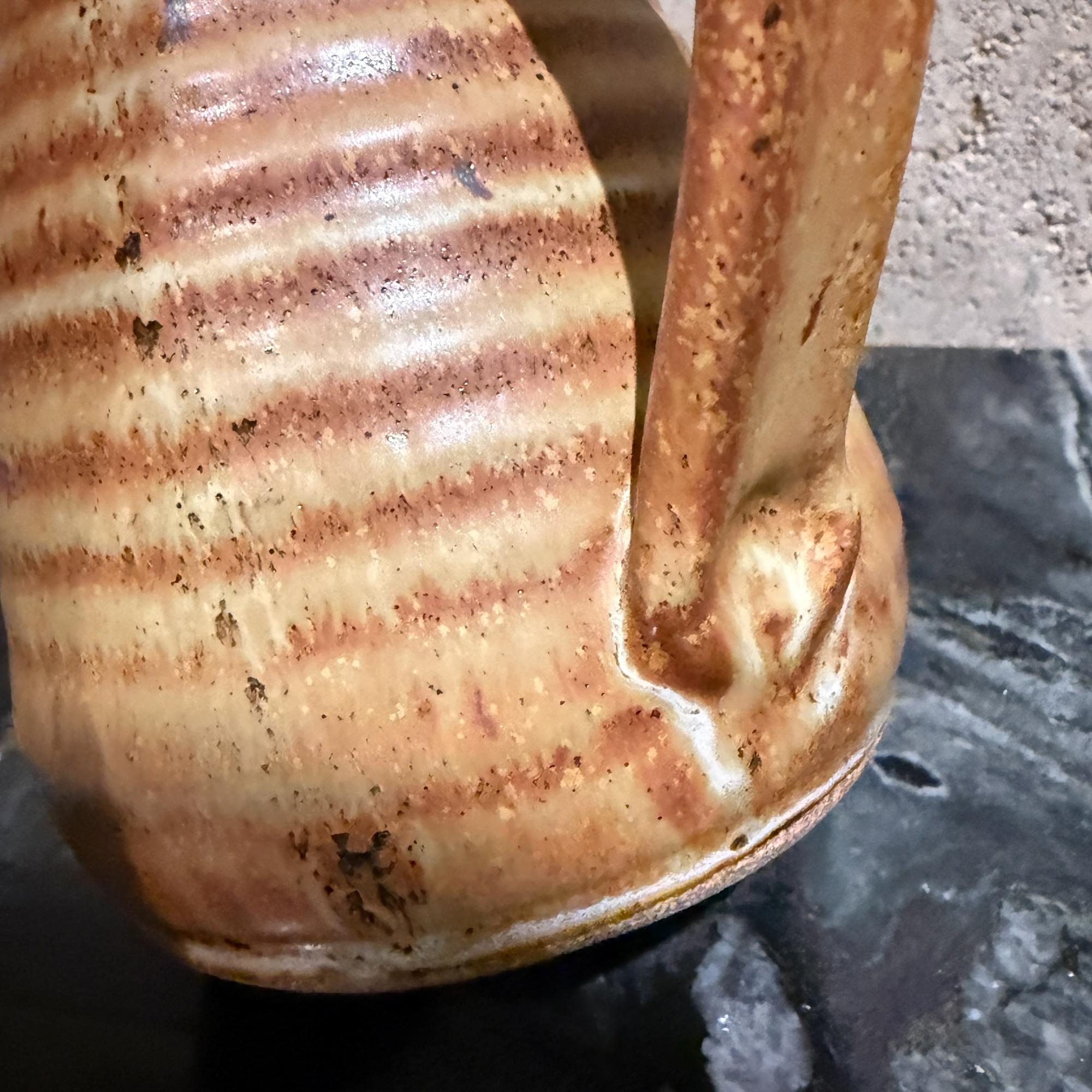 Vintage Studio Pottery Pitcher Earthenware Rustic Farmhouse For Sale 4