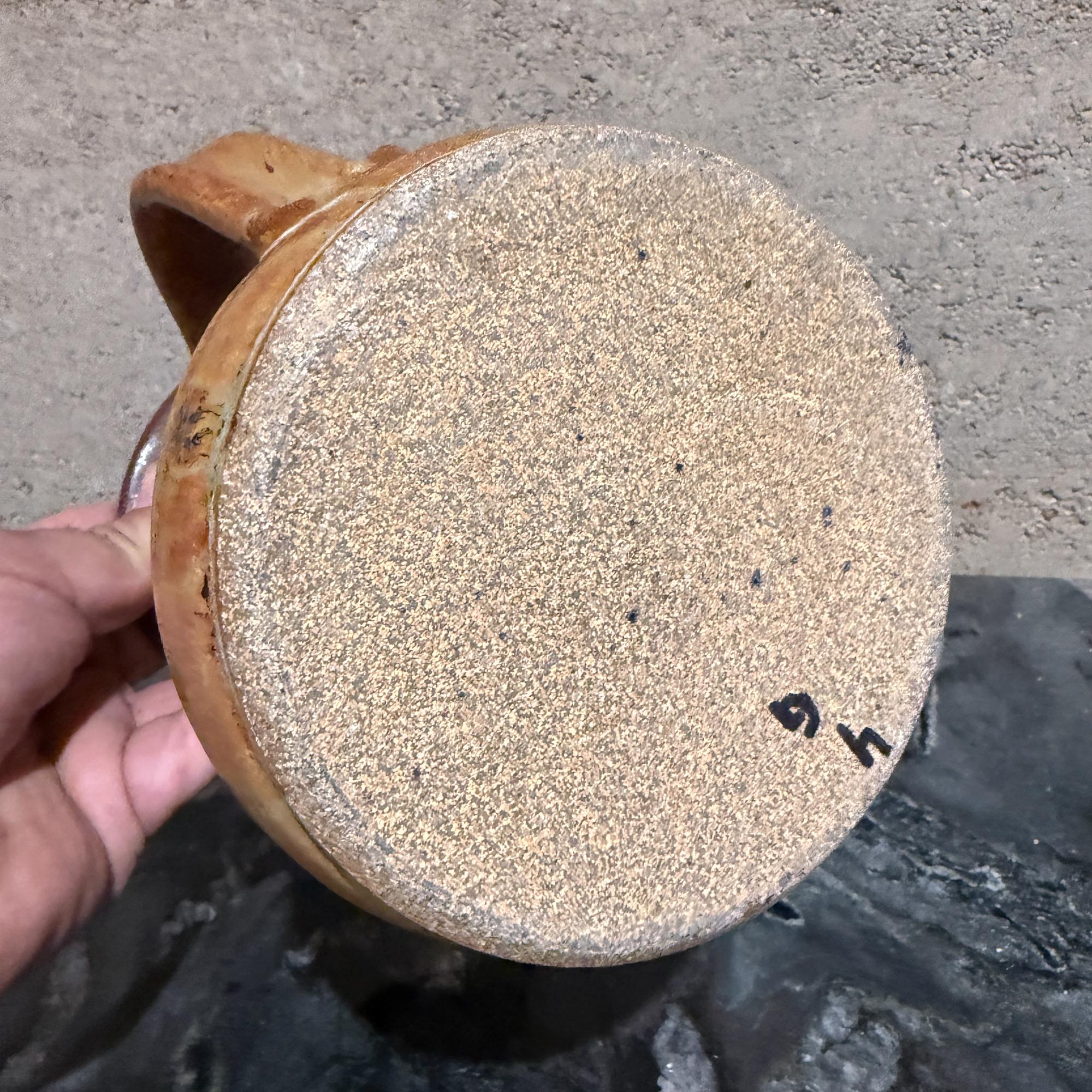 Vintage Studio Pottery Pitcher Earthenware Rustic Farmhouse For Sale 5