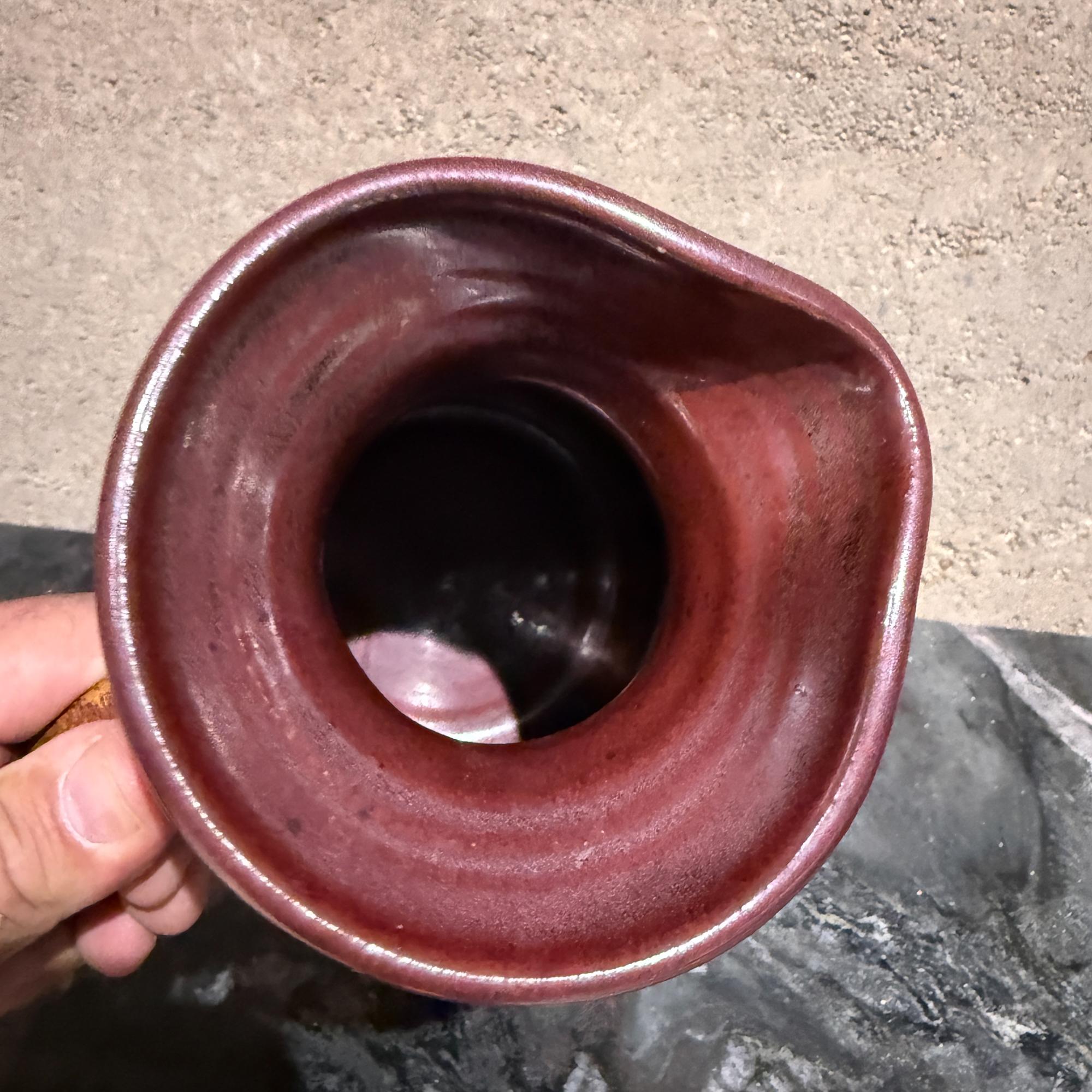 Vintage Studio Pottery Pitcher Earthenware Rustic Farmhouse For Sale 7