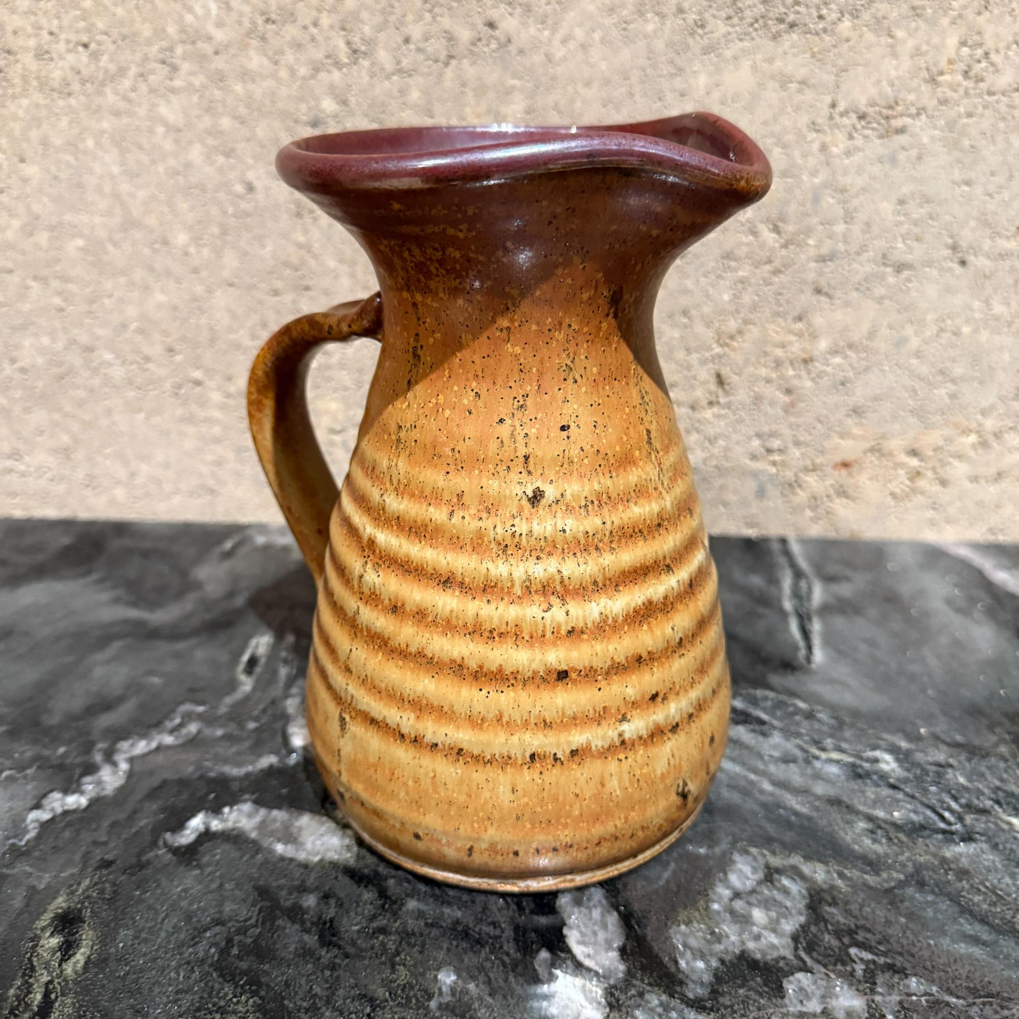 Mid-Century Modern Vintage Studio Pottery Pitcher Earthenware Rustic Farmhouse For Sale