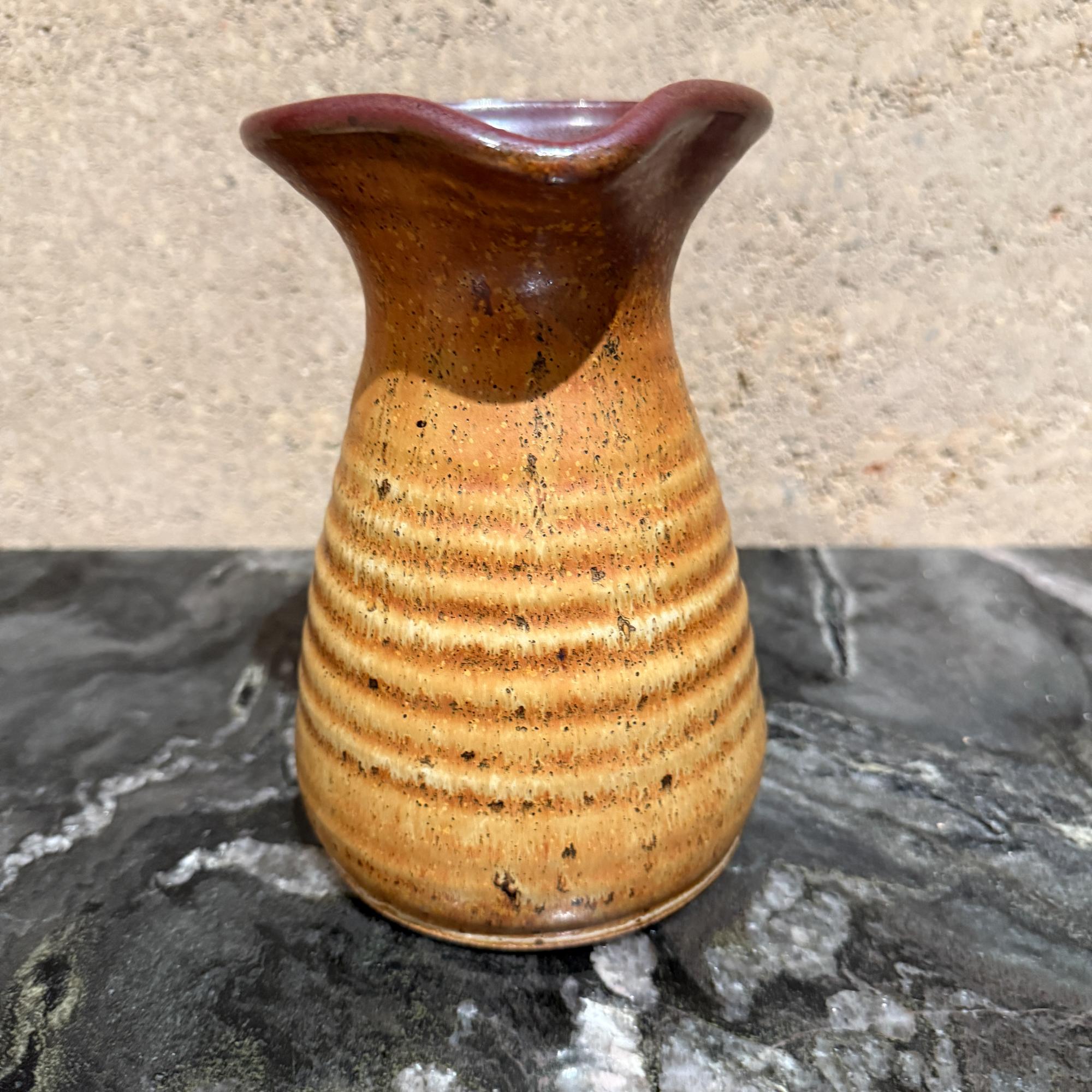 American Vintage Studio Pottery Pitcher Earthenware Rustic Farmhouse For Sale