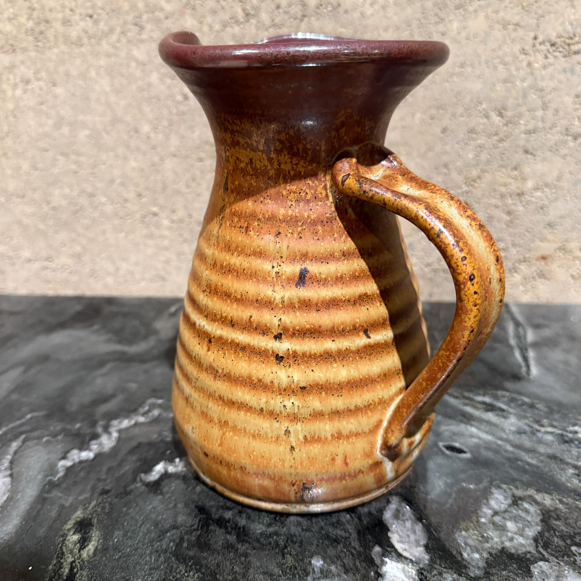 Vintage Studio Pottery Pitcher Earthenware Rustic Farmhouse For Sale 1