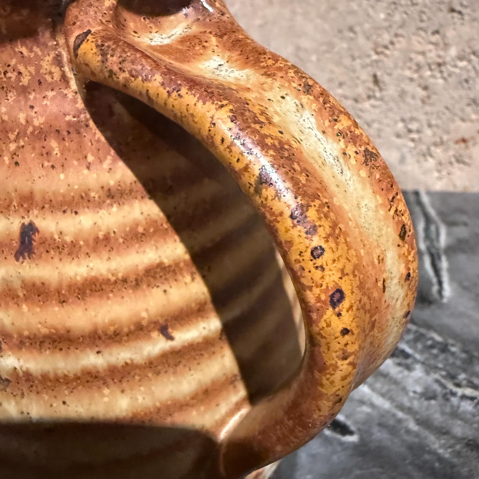 Vintage Studio Pottery Pitcher Earthenware Rustic Farmhouse For Sale 3