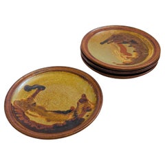 Vintage Studio Pottery Salad Plates - Set of 4