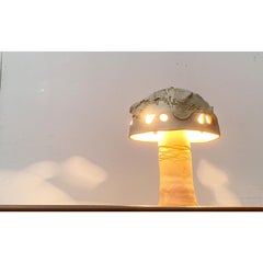 Vintage Studio Pottery Sculptural Art Mushroom Table Lamp, 1970s