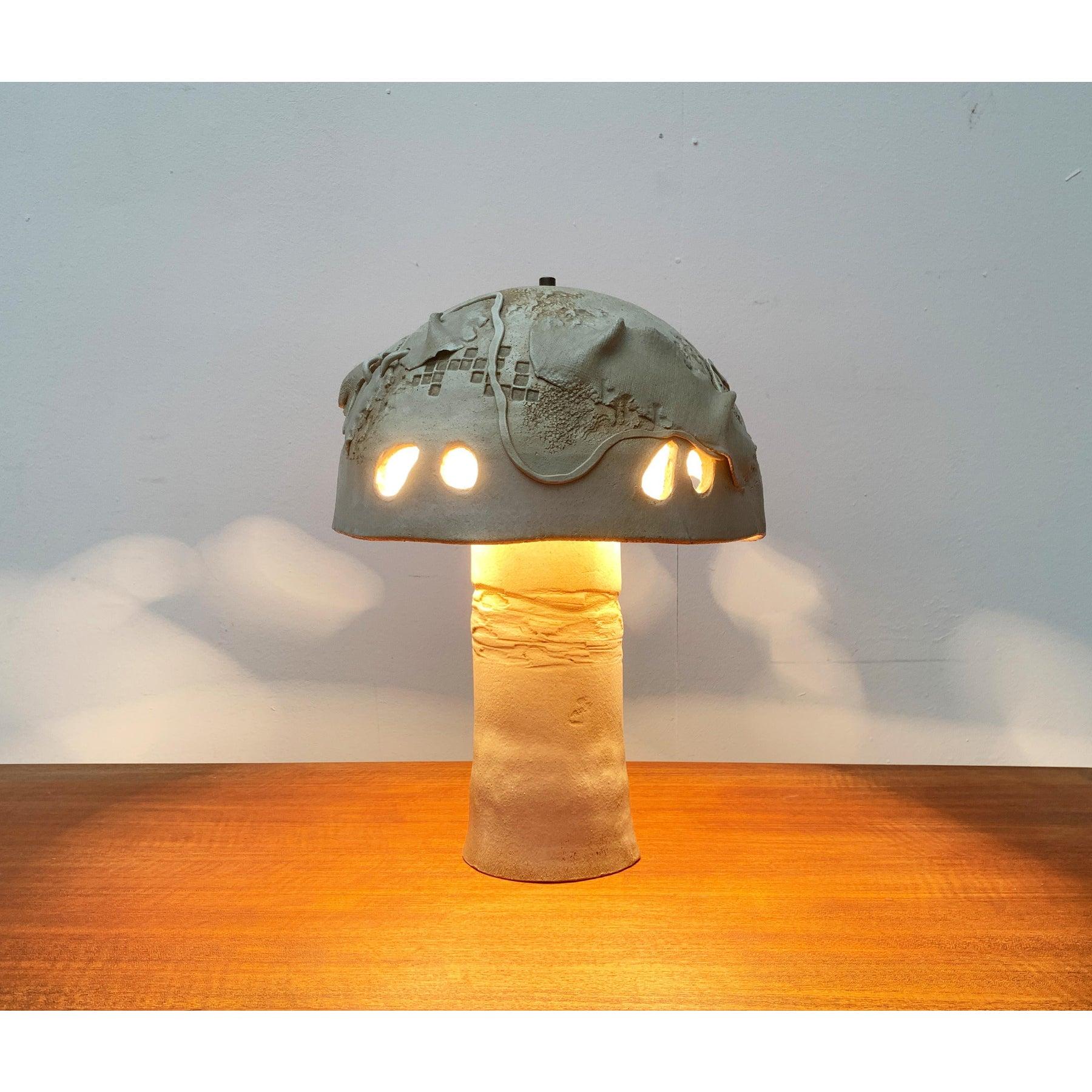 Lampe de table champignon sculpturale vintage Studio Pottery, 1970 en vente 1