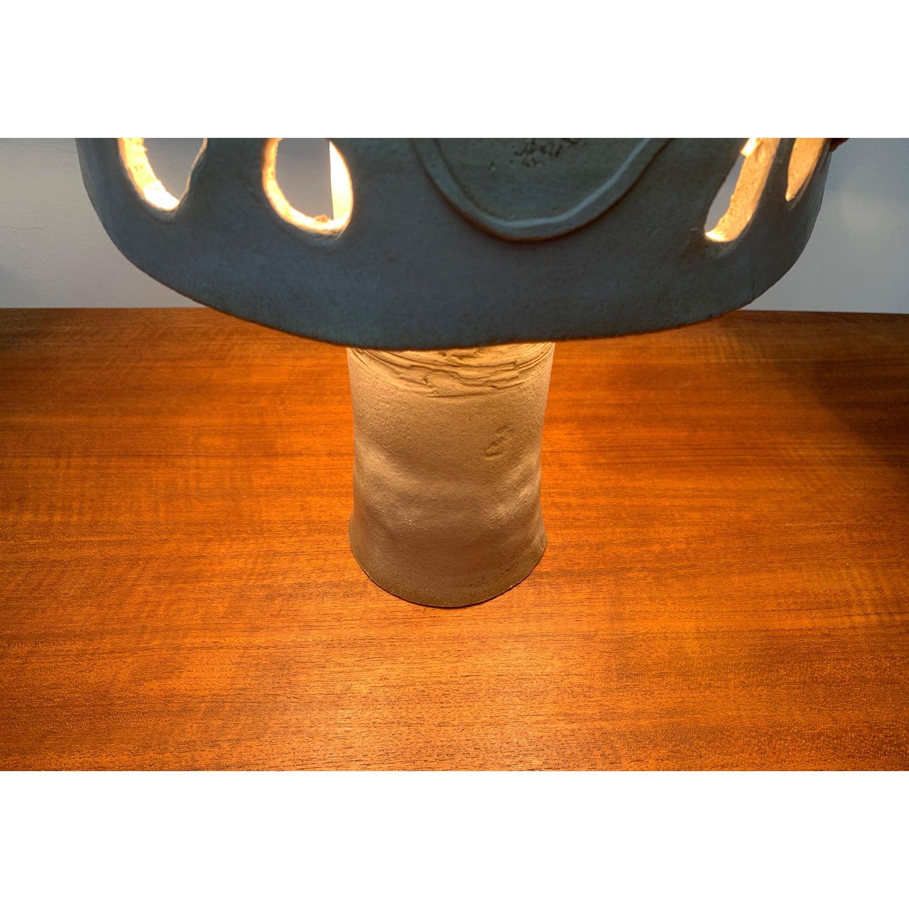 Lampe de table champignon sculpturale vintage Studio Pottery, 1970 en vente 3