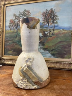 Vintage Studio Pottery Sculptural Vase with Applied Relief and Earth-Tone Glaze