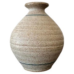 Vintage Studio Pottery Speckled Glaze Vase With Line Detail