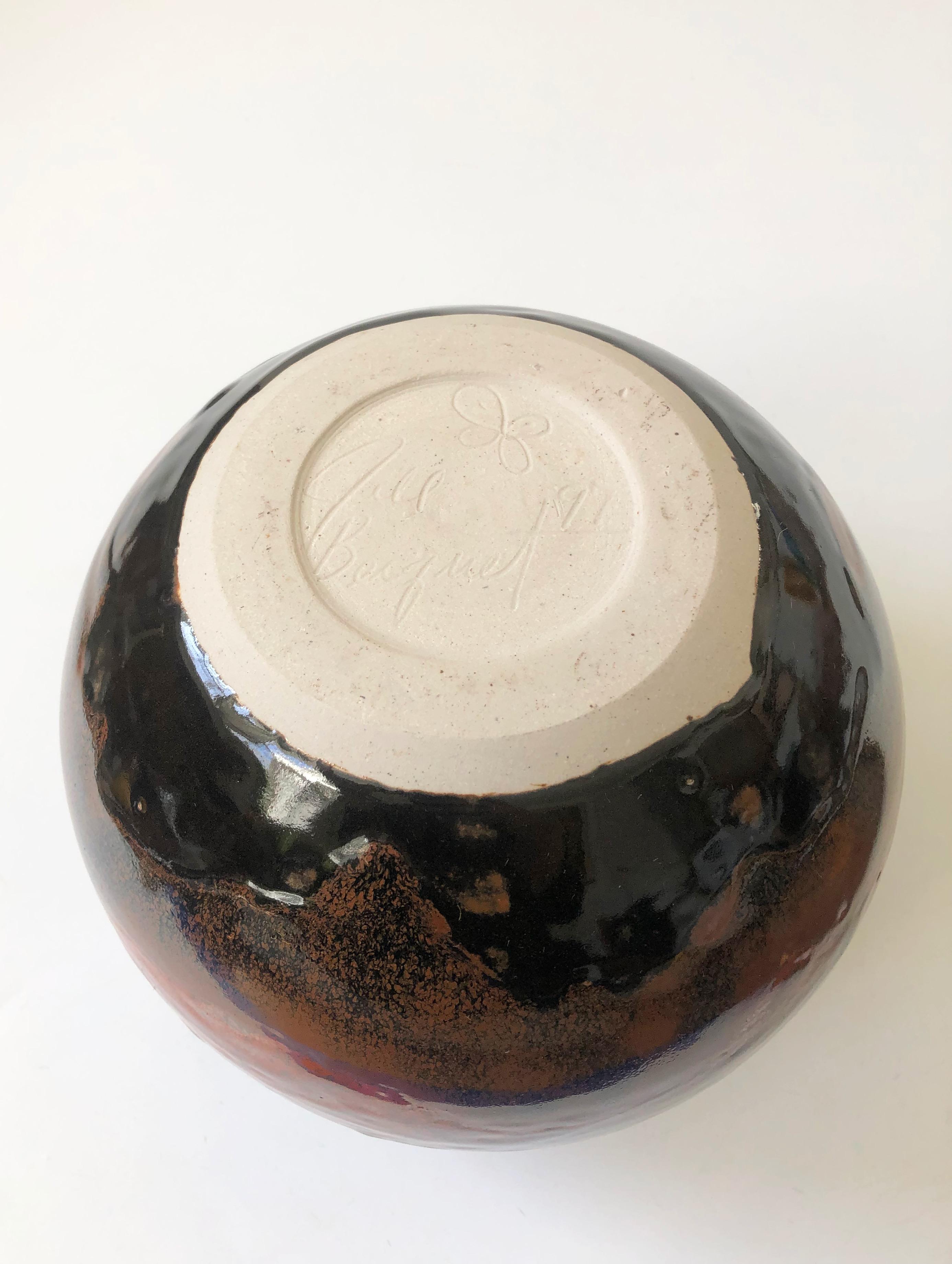 North American Vintage Studio Pottery Sphere Vase by Jill Becquet, 1997