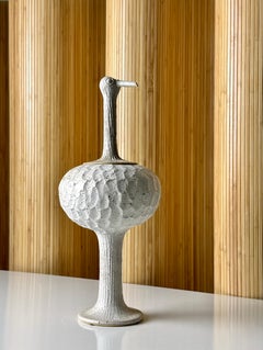 Vintage Studio Pottery Stoneware Ostrich Lidded Vessel Sculpture by John Wenzel