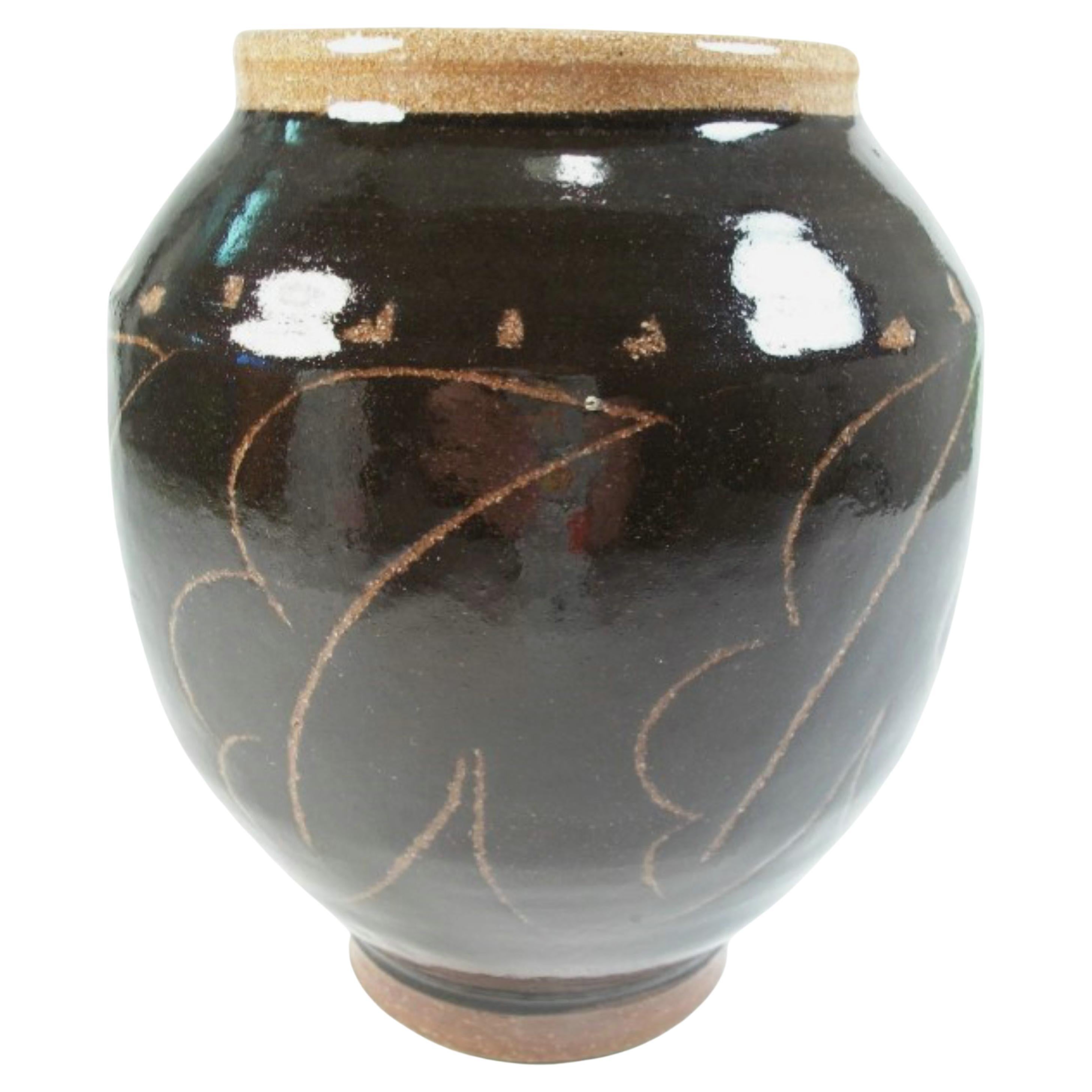 Vintage Studio Pottery Stoneware Vase - Indistinctly Signed - Circa 1980's