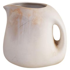 Vintage Studio Pottery, unglasierter cremefarbener Keramikkrug