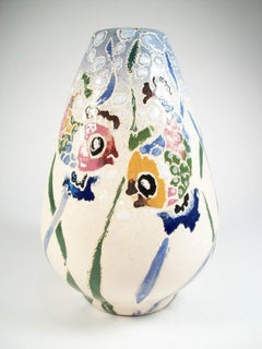 Vintage Studio Pottery Vase - Hand Painted - Unsigned - Mid 20th Century