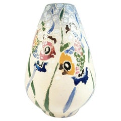 Vintage-Vase aus Studio-Keramik – handbemalt – unsigniert – Mitte des 20. Jahrhunderts