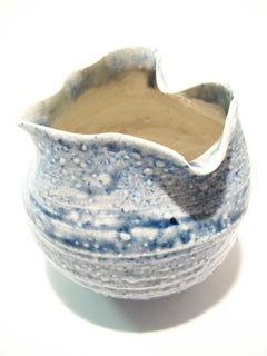 Vintage Studio Pottery Vase - Manipulated Rim - Signed - Late 20th Century