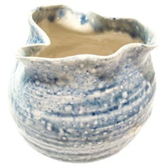 Vintage Studio Pottery Vase - Manipulated Rim - Signed - Late 20th Century