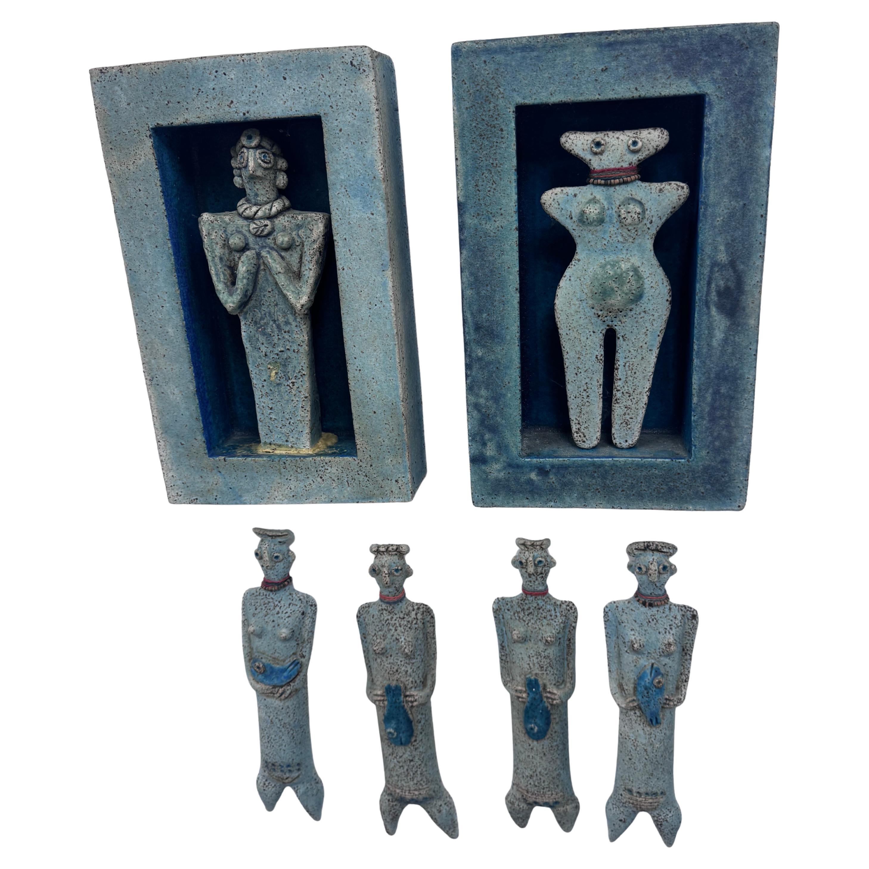 Vintage Studio Pottery Wall Sculptures Collection - Signed 20th Century Art im Angebot