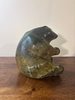 Vintage Studio Raku Sculpture - Bear Form by Tony Evans