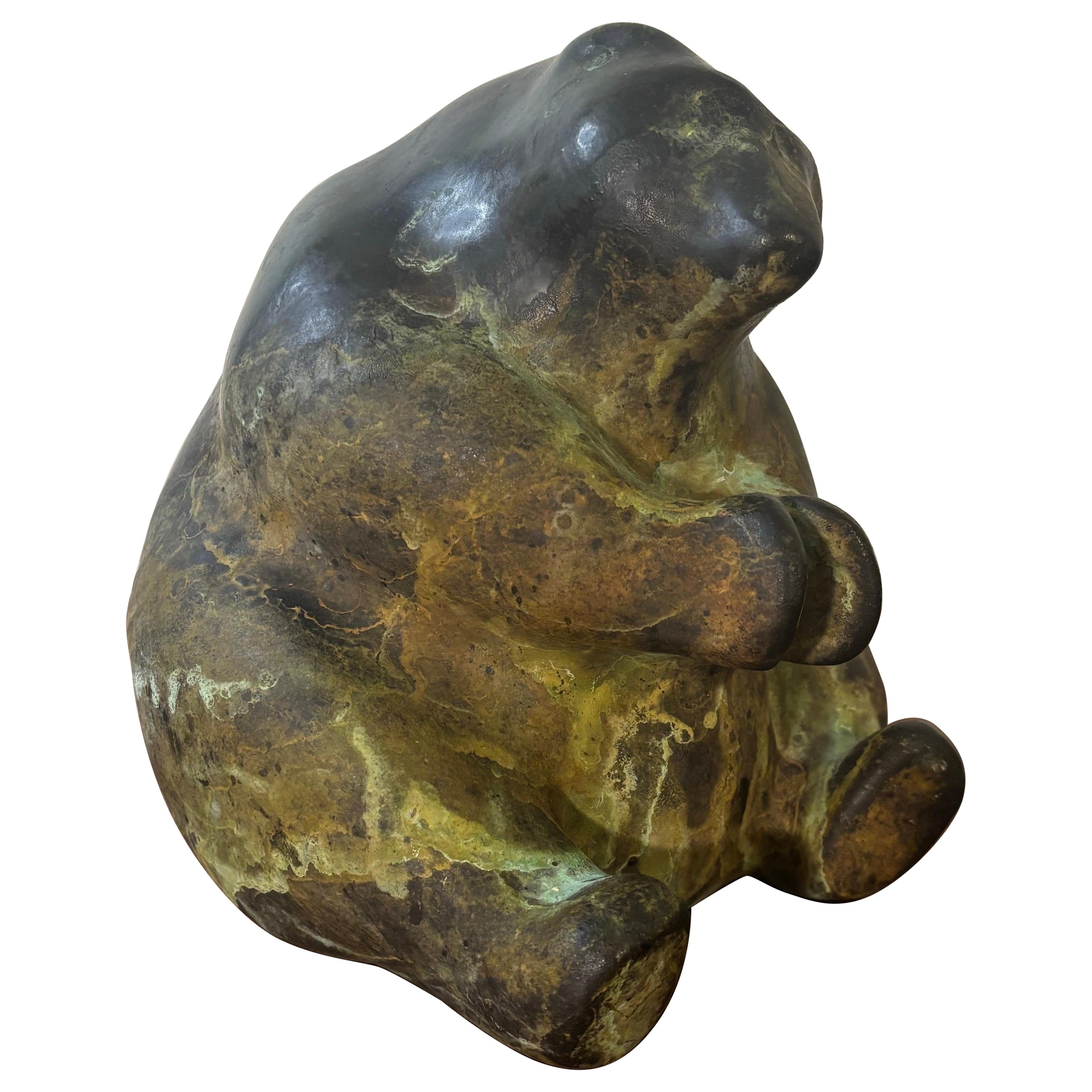 Scultura vintage in studio Raku - Forma di orso di Tony Evans