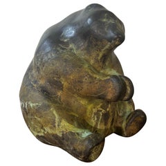 Vintage Studio Raku Sculpture - Bear Form by Tony Evans
