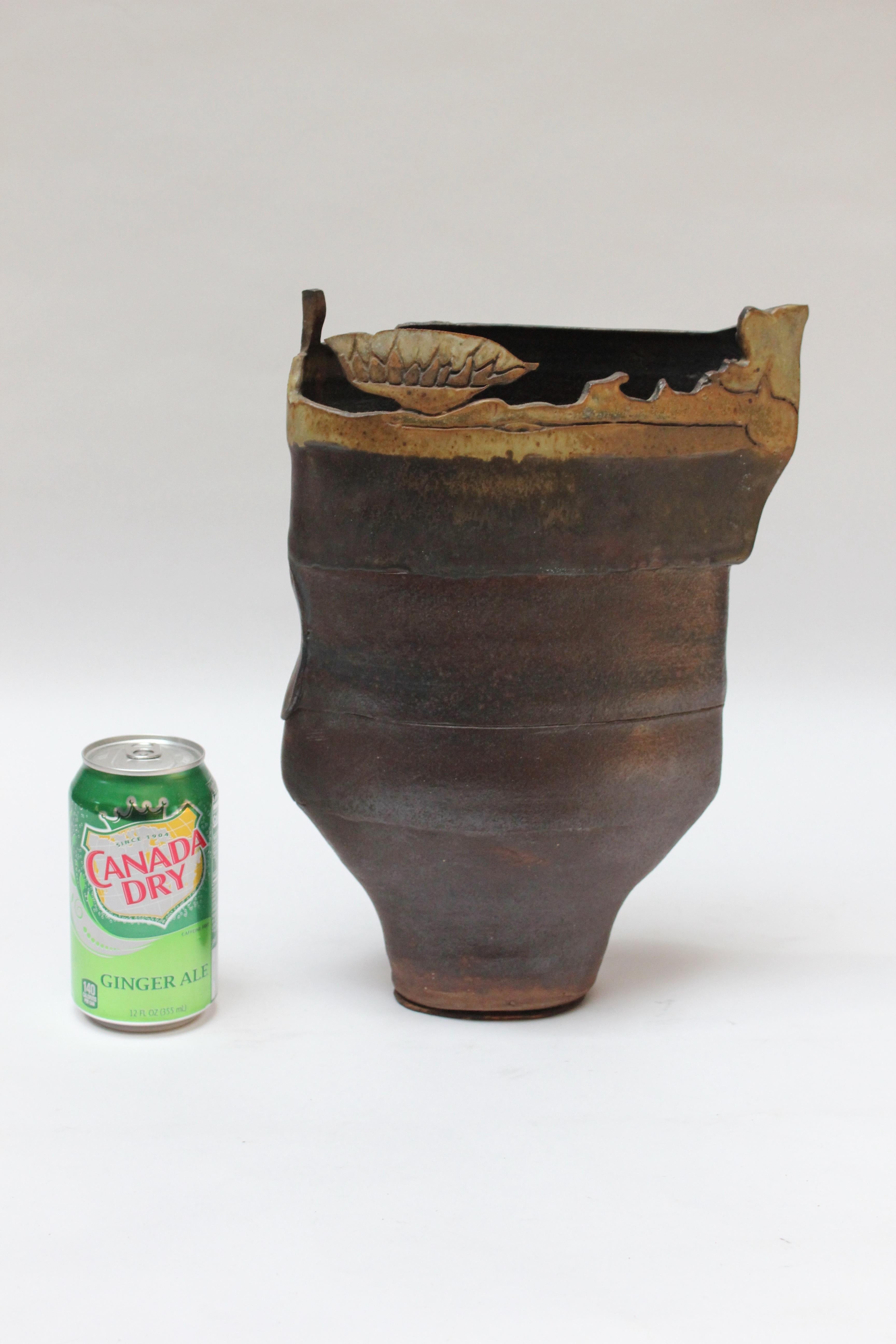Vintage Studio Stoneware Sculptural Vase In Good Condition In Brooklyn, NY