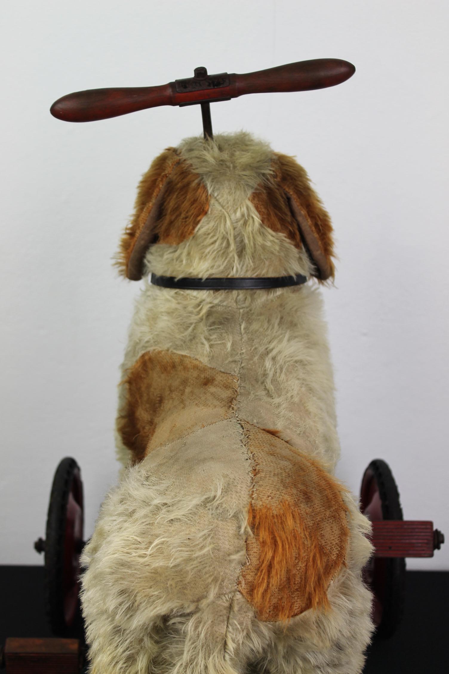 Vintage Stuffed Pedal Toy Dog , France 2