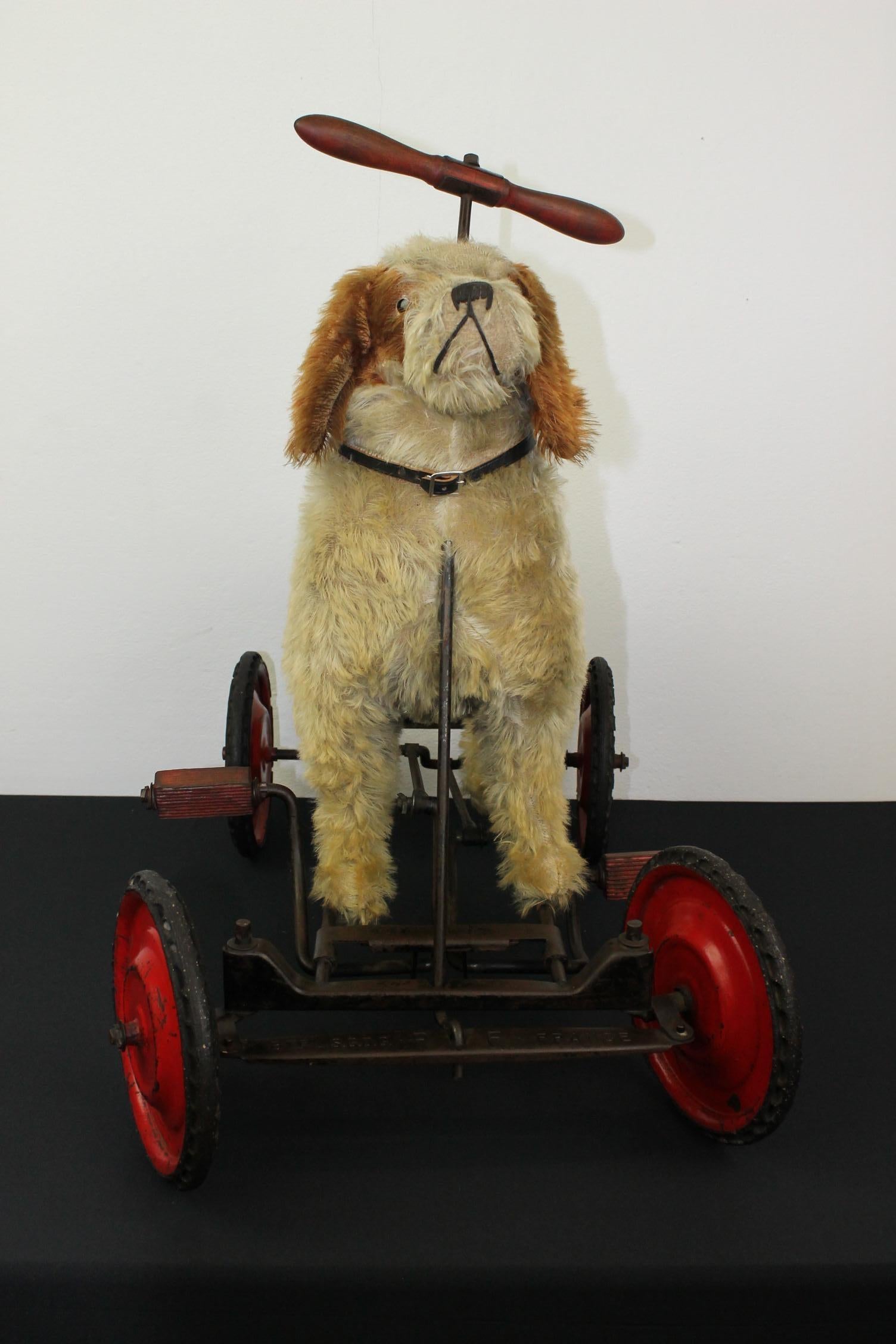 Vintage Stuffed Pedal Toy Dog , France 9