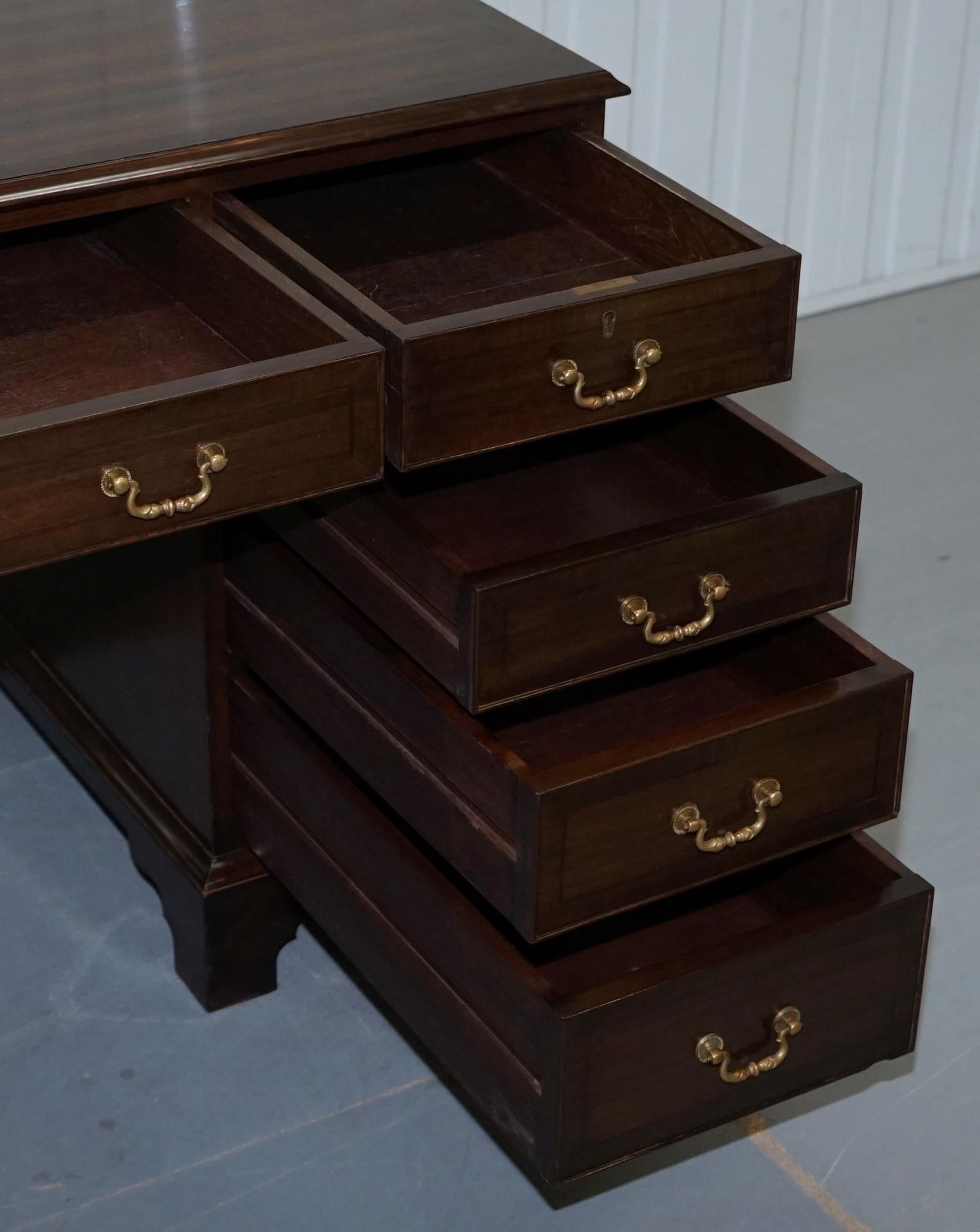 Vintage Stunning Large Solid Hardwood Twin Pedestal Partner Desk Rare Find 11