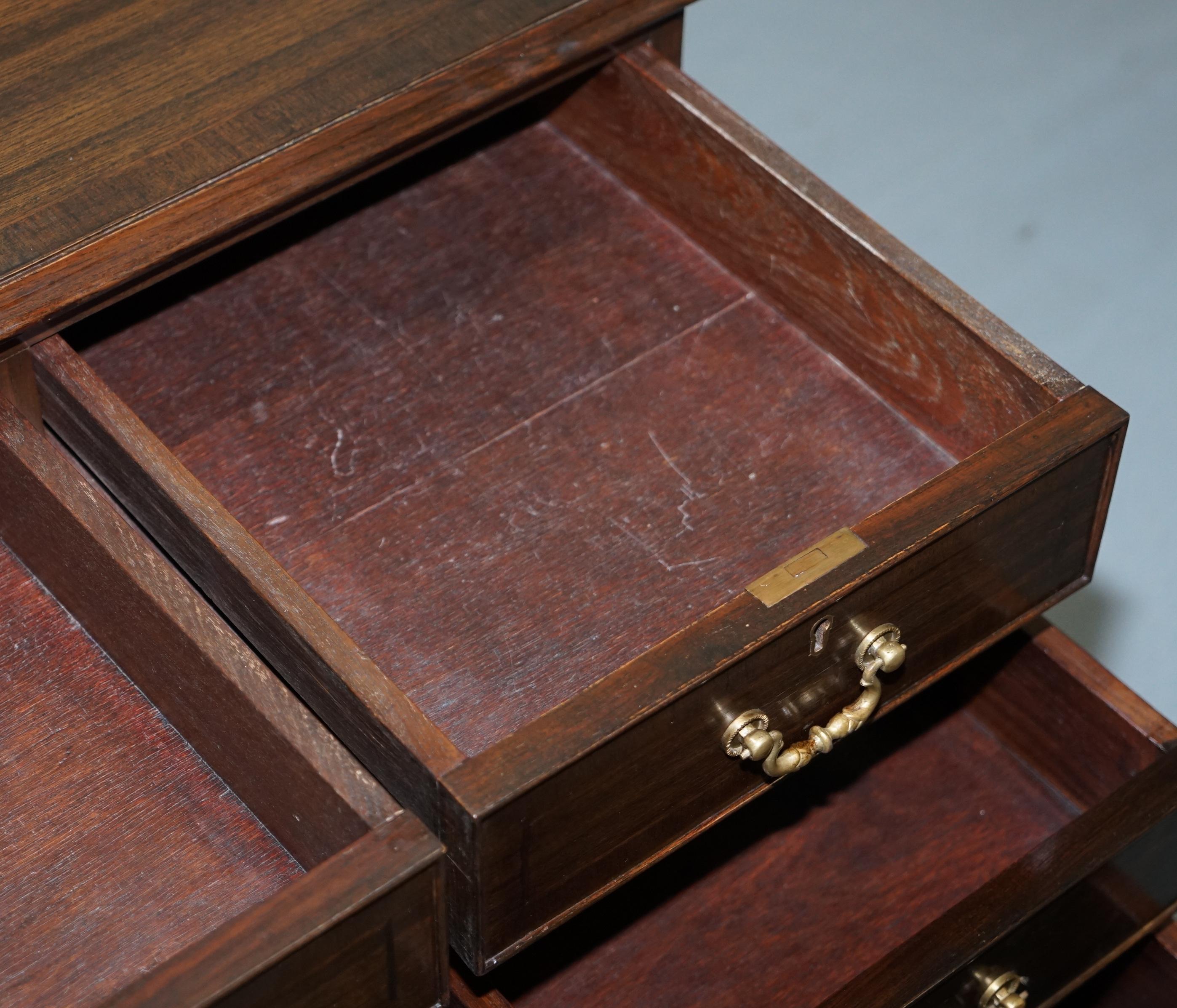 Vintage Stunning Large Solid Hardwood Twin Pedestal Partner Desk Rare Find 13