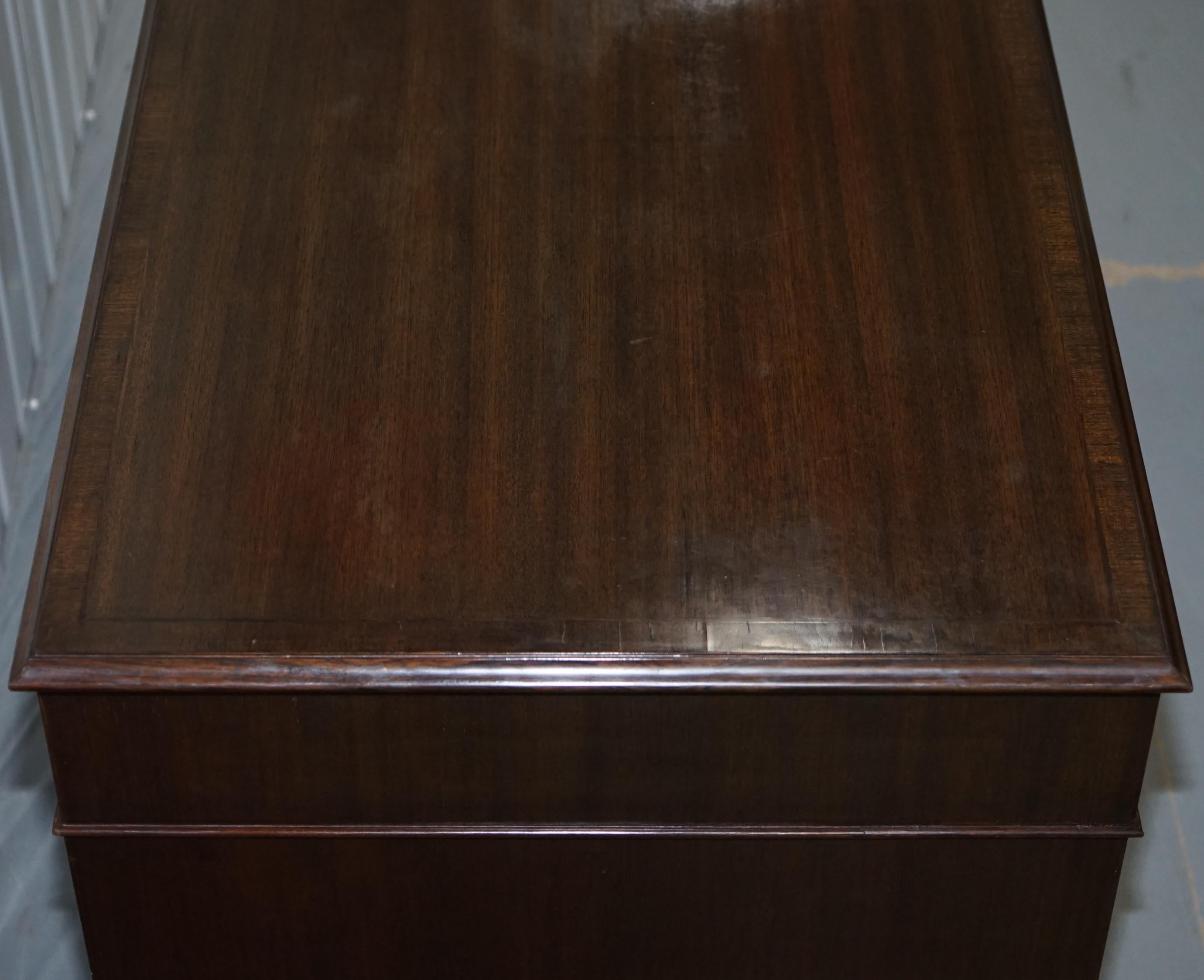 Hand-Crafted Vintage Stunning Large Solid Hardwood Twin Pedestal Partner Desk Rare Find
