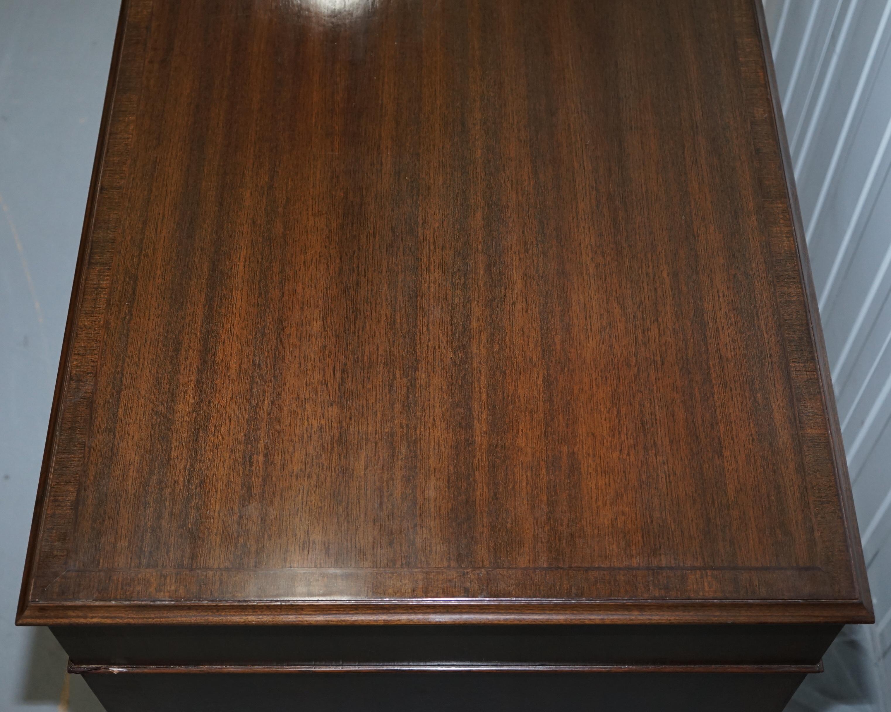 Vintage Stunning Large Solid Hardwood Twin Pedestal Partner Desk Rare Find 1